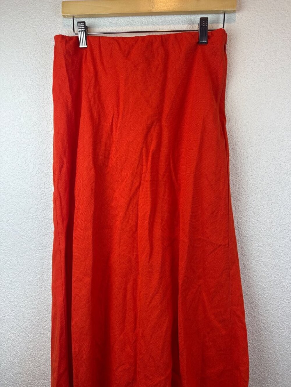 NWT Madewell 100% Linen Maxi Skirt Size 8 Orange Red Minimalist Coastal Chic - Picture 4 of 13